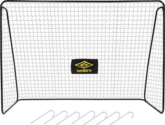 Umbro Voetbaldoel - Voetbal Goal 300 x 120 x 205 cm - Voetbalgoal Groot - Buitenspeelgoed voor Kinderen en Volwassenen - Snelle Montage - Voetbal Training Doel - Metaal - Zwart/ Geel