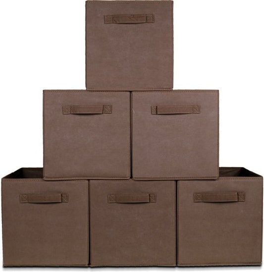 LifeGoods Kast Organizers - 6 Stuks - 20L - Textiel - Bruin