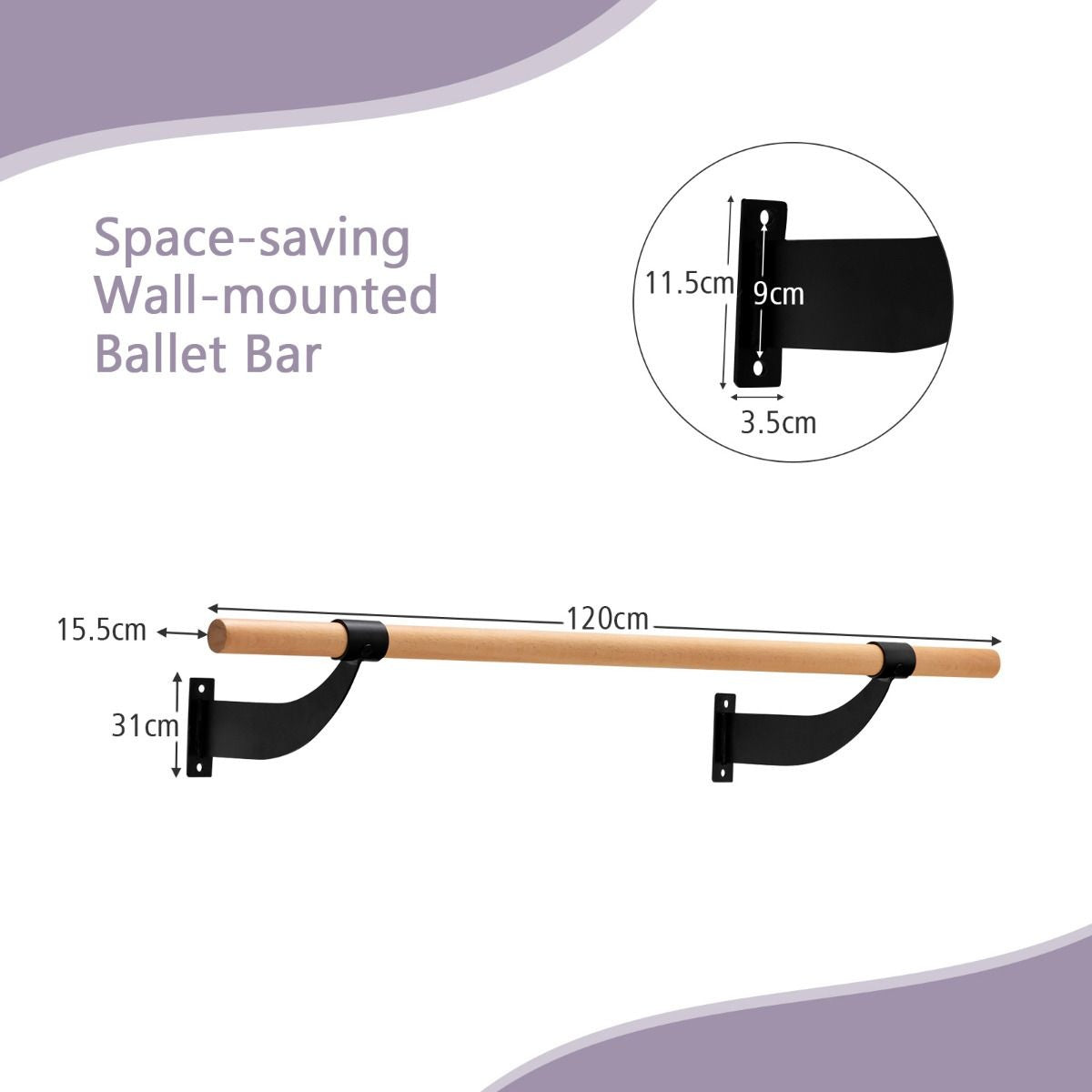 Coast Houten Balletstang - Wandmontage - 120 cm