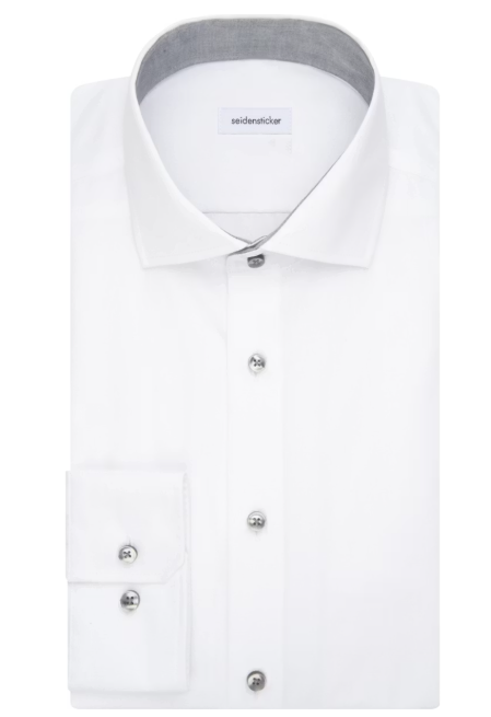 Seidensticker Spread Kent Business Shirt Heren - Maat 38 - Kleur Wit-665 - Regular of Slim Fit - 100% Katoen - Non-Iron - Normale Mouwlengte