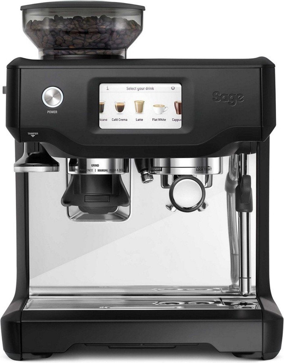 Sage the Barista Touch™ Black Truffle Pistonmachine mat zwart