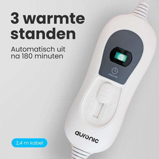 Auronic Elektrische Onderdeken - 80x150cm - 1 Persoons - met Hoekelastieken - Verwarmingsdeken - Blauw