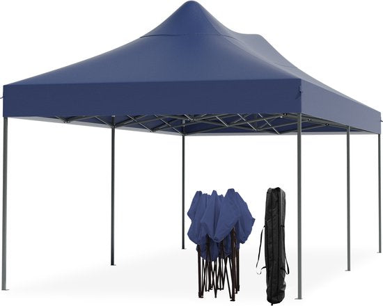 LifeGoods Partytent - Paviljoen - Easy Up - Opvouwbaar - Waterdicht - Met Draagtas - 300 x 600 cm - Donkerblauw