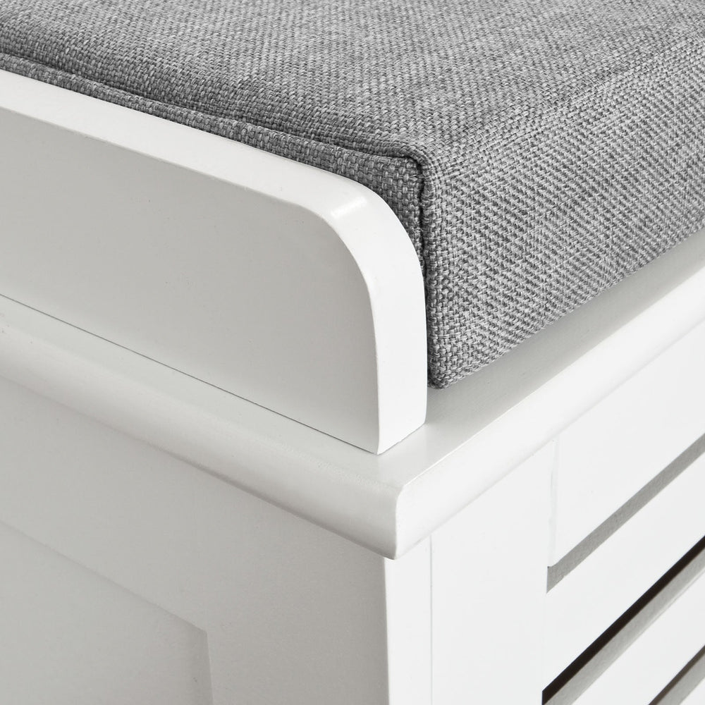 Sale SoBuy FSR23-K-W Moderne Schoenenbank Schoenkist Met Zitkussen 2 Manden Wit Ca.