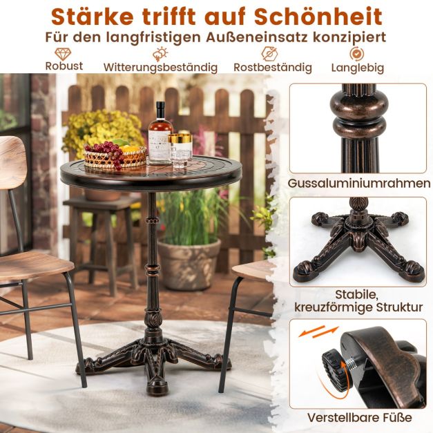 Coast Ronde Bistrotafel – Gietaluminium Tuintafel Ø60,5 x 73 cm – Brons