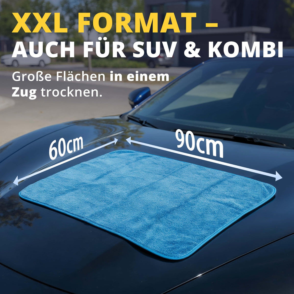 LICARGO Auto droogdoek XXL - microvezel droogdoek - 90 x 60 cm - 550 GSM - blauw