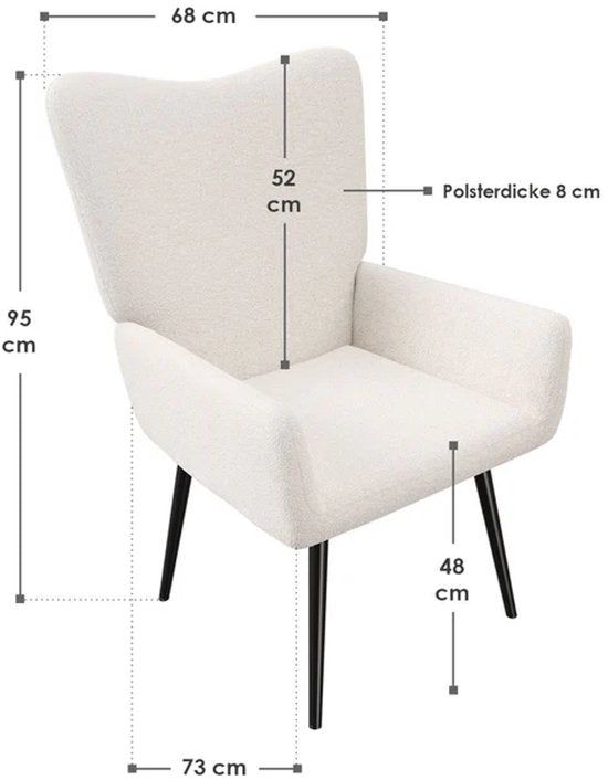 Oorfauteuil / Relaxfauteuil Odense - Beige - Bouclé Stof