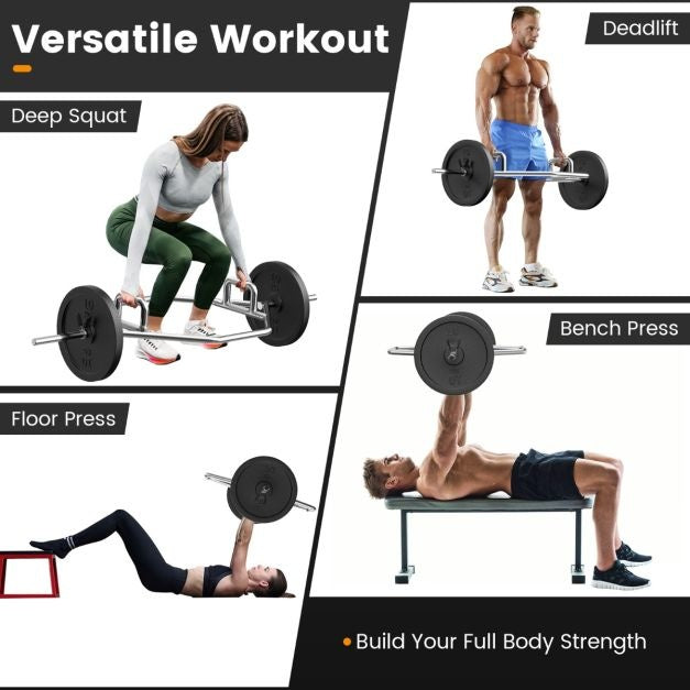 Coast Olympische Zeshoekige Trekstang - Robuuste Halterstang met Platte/Verhoogde Gekartelde Handgrepen - voor Squats/Deadlifts - Zilver