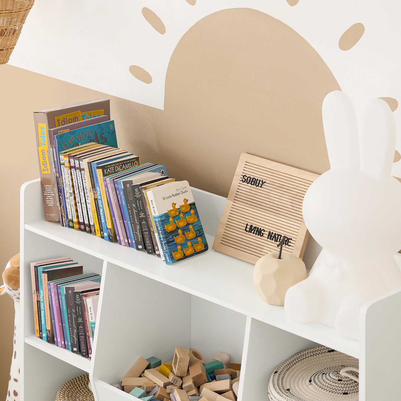 SoBuy KMB55-W Kinderboekenkast - MDF - 106 x 30 x 104 cm - Wit