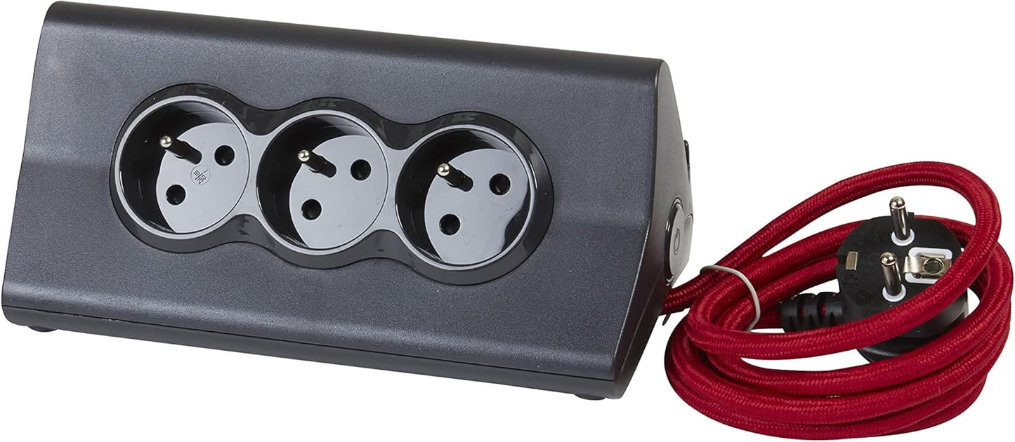 Bachmann Bureaublok met 3 Stopcontacten, 2 USB-poorten en Tablethouder – Zwart – 192 x 86 x 109 mm