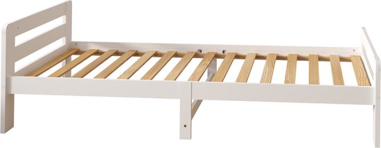 Sunny Olla Kinderbed – 200 x 90 – 205,5 x 98 x 61 cm – Peuterbed Meisjes en Jongens – FSC 100% Hout – Met Lattenbodem –Exclusief Matras – Wit
