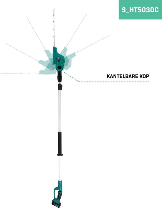VONROC Telescopische Accu Heggenschaar 20V - Kantelbaar blad - Traploos verstelbaar (incl. 2.0Ah Accu en snellader)