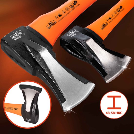 Kliefhamer 3kg en hakbijl 37cm met fiber steel - set van 2 stuks