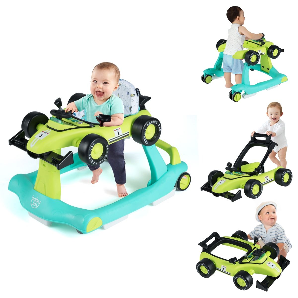 Coast 4-in-1 Babyloopwagen - verstelbare hoogte en snelheid - opvouwbaar - zwart