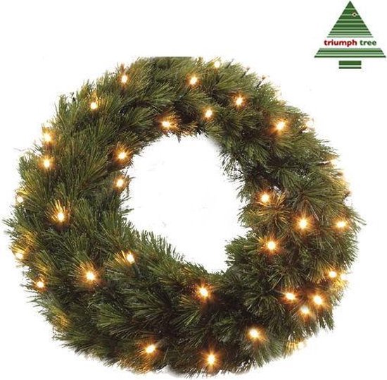 Triumph Tree Forest Frosted Kerstkrans met LED Verlichting - Kerst Krans Ø60 cm - Groen