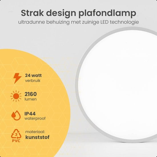 Goliving Plafondlamp – Plafonniere – Led – Extra Dun – 3 lichtkleuren– Slaapkamer – Badkamer – Woonkamer – Ø 23cm – Zwart