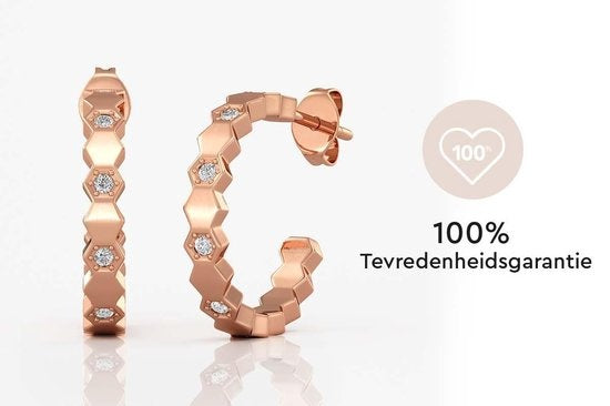 Yolora – Dames Oorbellen Oorringen – Diameter 20 mm & Kalpa Camaka Kristallen – Voorzien Van 18k Roségoud Plating En Luxe Giftbox – Voor Moederdag En Verjaardagen – Rosé 18k Roségoud Verguld