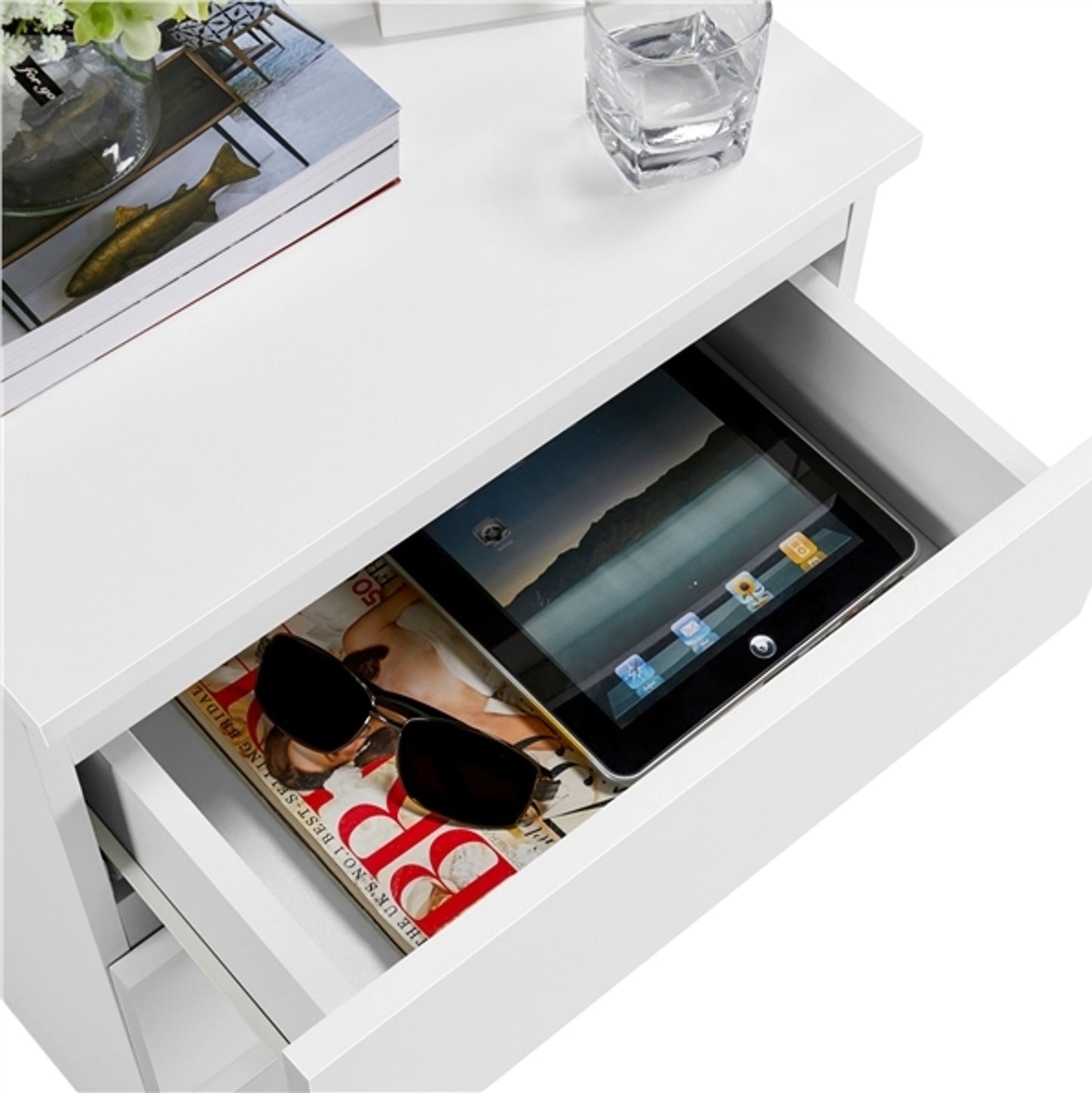 Yaheetech Nachttafel met 3 Lades - Wit - 45,5 x 35,5 x 60,5 cm