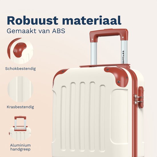 TRVLMORE Handbagagekoffer - 40x30x20 cm - Underseater - 24L - Cijferslot - 4 Wielen - Wit/Beige