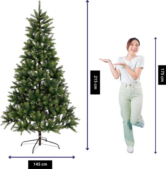 Black Box Trees Toronto Kerstboom Deluxe - Volle Uitstraling met 1282 Takken - Kerstversiering voor Binnen in Huis - Kunstboom van Kunststof - H215 x Ø145 cm - Groen