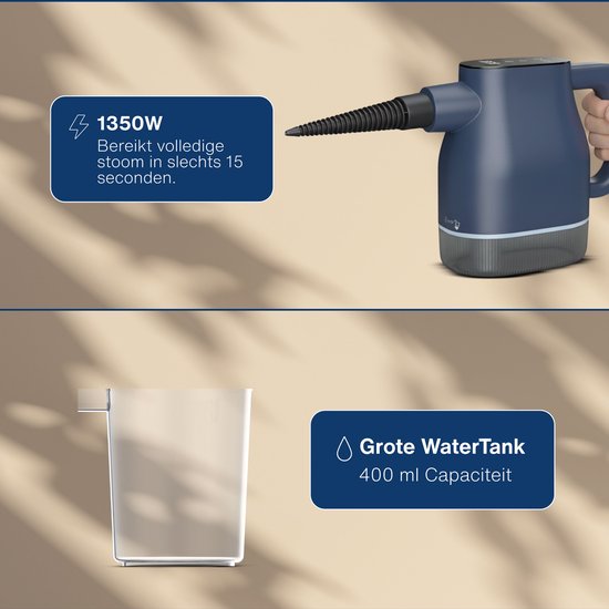 Airsteam S1 Handstoomreiniger - 1350W Krachtige Stoomreiniger met Touchscreen - 9 Accessoires - Vlekkenreiniger voor Bank, Vloer & Ramen - Kinderslot - 400ML Waterreservoir