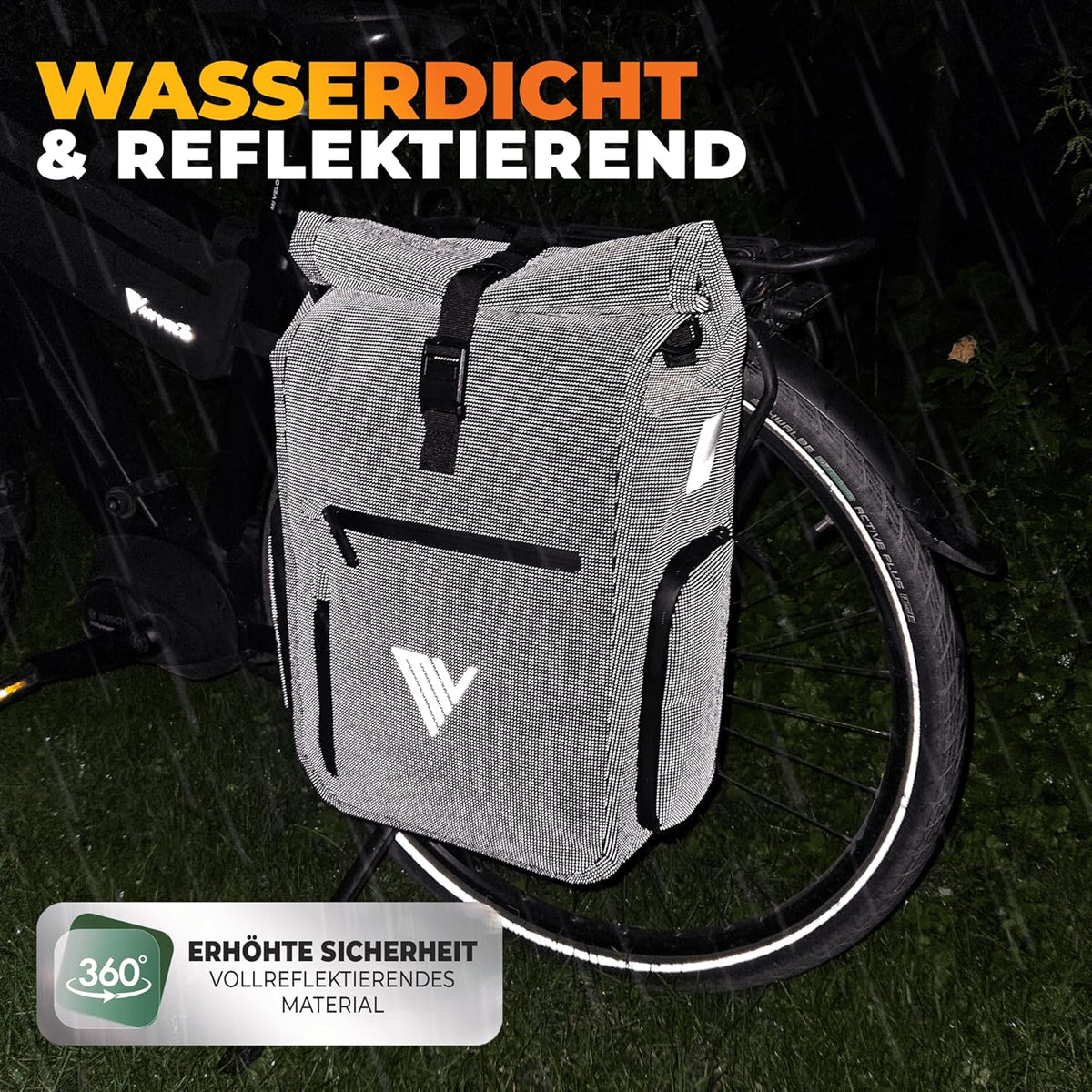 MIVELO 3-in-1 Waterdichte Fietstas, Rugzak en Schoudertas – 25L, Zwart Reflecterend – Met Laptopvak & Snelle Ombouwfunctie