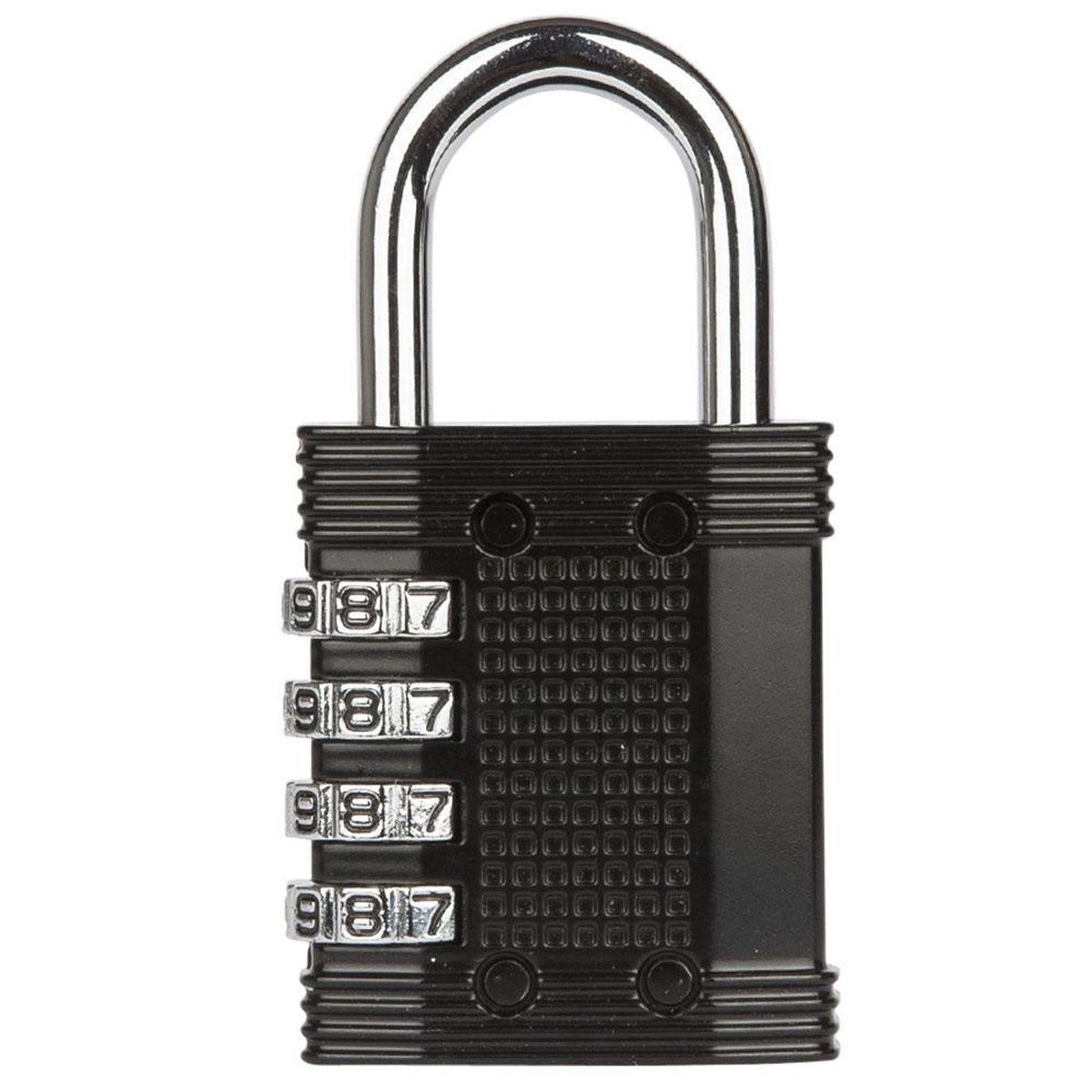 LifeGoods Hangslot - Cijferslot - Kofferslot - Reisslot - 4-Cijfers - Weerbestendig - Zwart