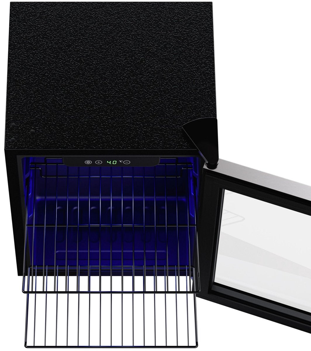 KitchenBrothers Drankkoelkast 48L - Mini Koelkast met Glazen Deur - Minibar - Ruimte voor 68 Blikjes - Zwart