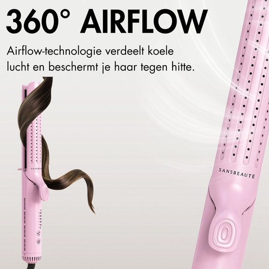 Sansbeauté® 2 in 1 Airflow Stijltang - Krultang - Stijltangen - Hair Straightener - Snel Opgewarmd - 140℃ t/m 220℃ - Stijlen & Krullen - ION technologie