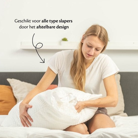 EL-Life Hoofdkussen Nekklachten - 60 x 70cm - Bamboe kussen - Traagschuim / Memory Foam vulling - Ergonomisch en Orthopedisch - Inclusief kussensloop