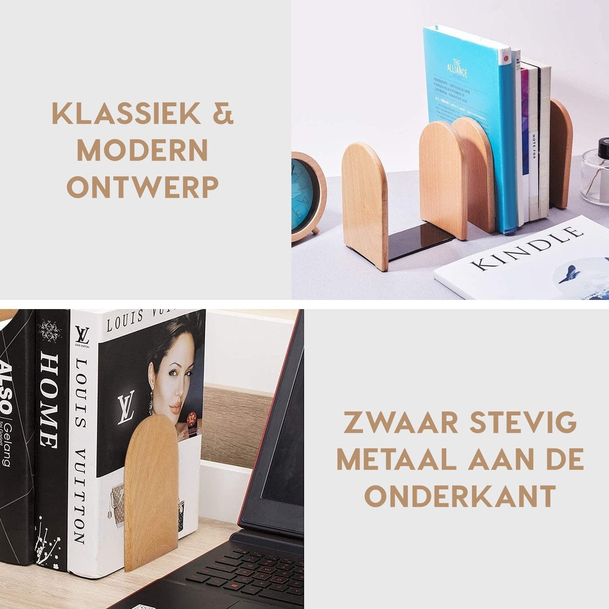 MATTI® - Boekensteun - Boekenhouder - Boekenstandaard - Boekensteunen - Set van 2 - Beukenhout