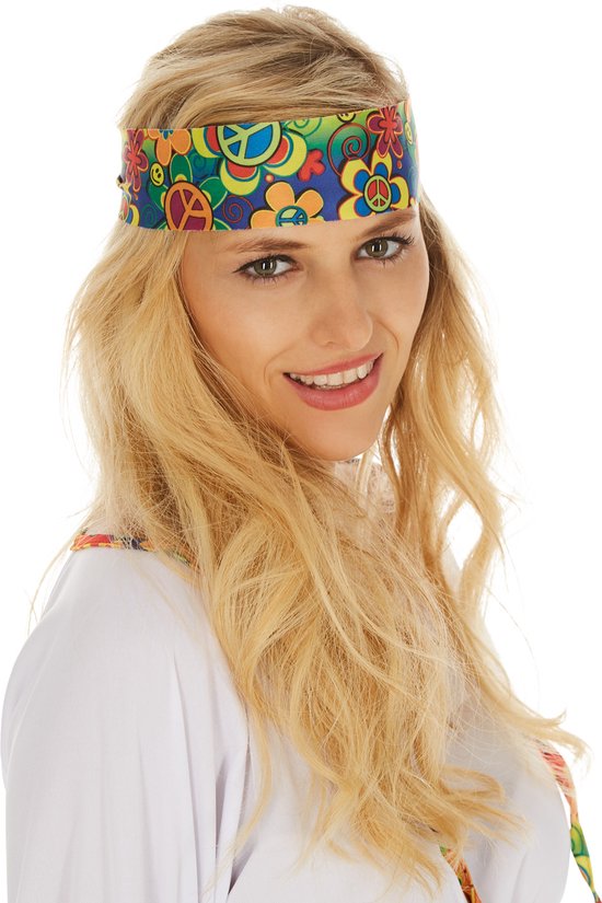 Dressforfun Vrouwenkostuum Love & Peace XXL - verkleedkleding kostuum halloween verkleden feestkleding carnavalskleding carnaval feestkledij partykleding - 300941