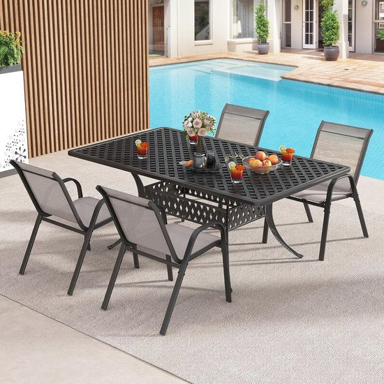 Coast Tuinstoelen - Set van 4 - Stapelbaar - Max. 150 kg - 56 x 70 x 84 cm - Grijs