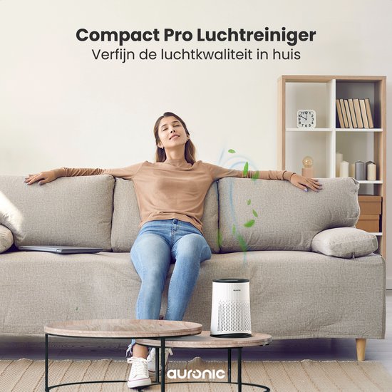 Auronic Luchtreiniger Compact Pro - Met HEPA 13-filter - 150 m³/u - 30 m² - Aromatherapie functie - 3 Standen - Air Purifier - Wit