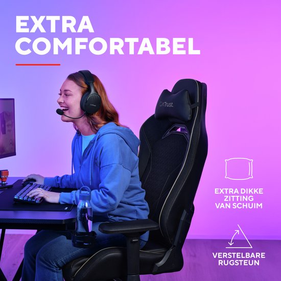Trust GXT 721 Ruya Pro - Premium Comfortabele Gamestoel - 4D-armleuningen - Geïntegreerde Lendensteun - Verstelbaar tot 150 kg - Zwart