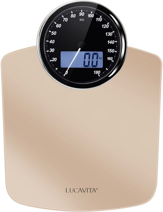 LUCAVITA® Personenweegschaal Dual Display Retro met Meetlint Lichaam - Digitaal - Analoog - Analoge - Beste Koop - Vintage