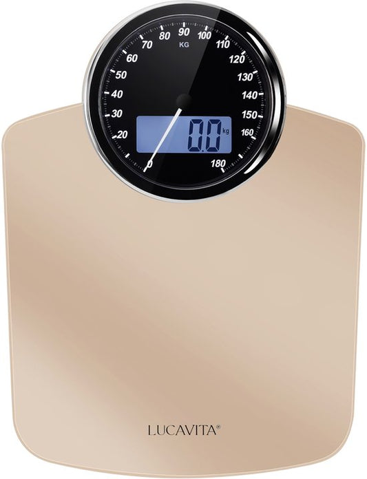 LUCAVITA® Personenweegschaal Dual Display Retro met Meetlint Lichaam - Digitaal - Analoog - Analoge - Beste Koop - Vintage