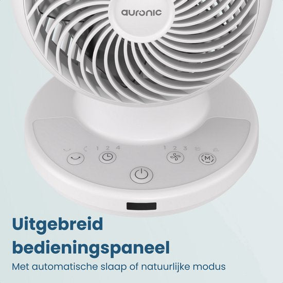 Auronic Tafelventilator - Kleine Ventilator - Met Afstandsbediening en Timer - Automatische Oscillatie 85° - 9 Meter Luchtstroom - Wit