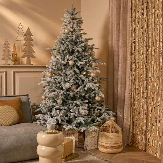 Black Box Trees Grimshaw Boom - Kerstboom met Frosted Sneeuweffect - Kerstversiering voor Binnen in Huis - Kunstboom met Scharnierconstructie - H215 x Ø152 cm - Groen
