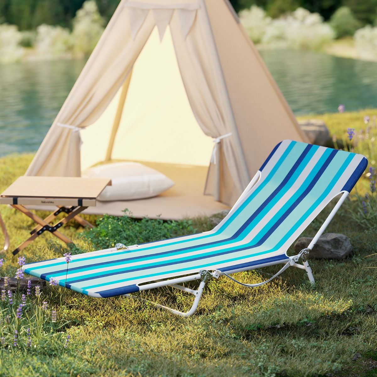 Coast Opvouwbare Ligstoel 2-Delig - 5 Standen Verstelbaar - Marineblauw - 186x55x30 cm