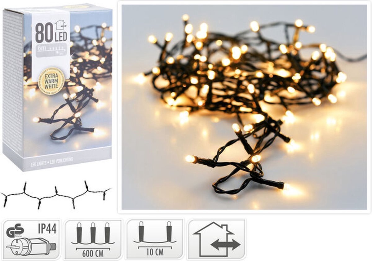 LED Kerstverlichting 9 m – 120 LED Lampjes – Extra Warm Wit – Binnen & Buiten – Met IP44 Adapter