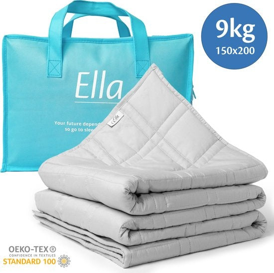 EL-Life Verzwaringsdeken 9kg 150 x 200cm - Zwaartedeken - Weighted Blanket - Verzwaarde Deken - OEKO-TEX Katoen - Lichtgrijs
