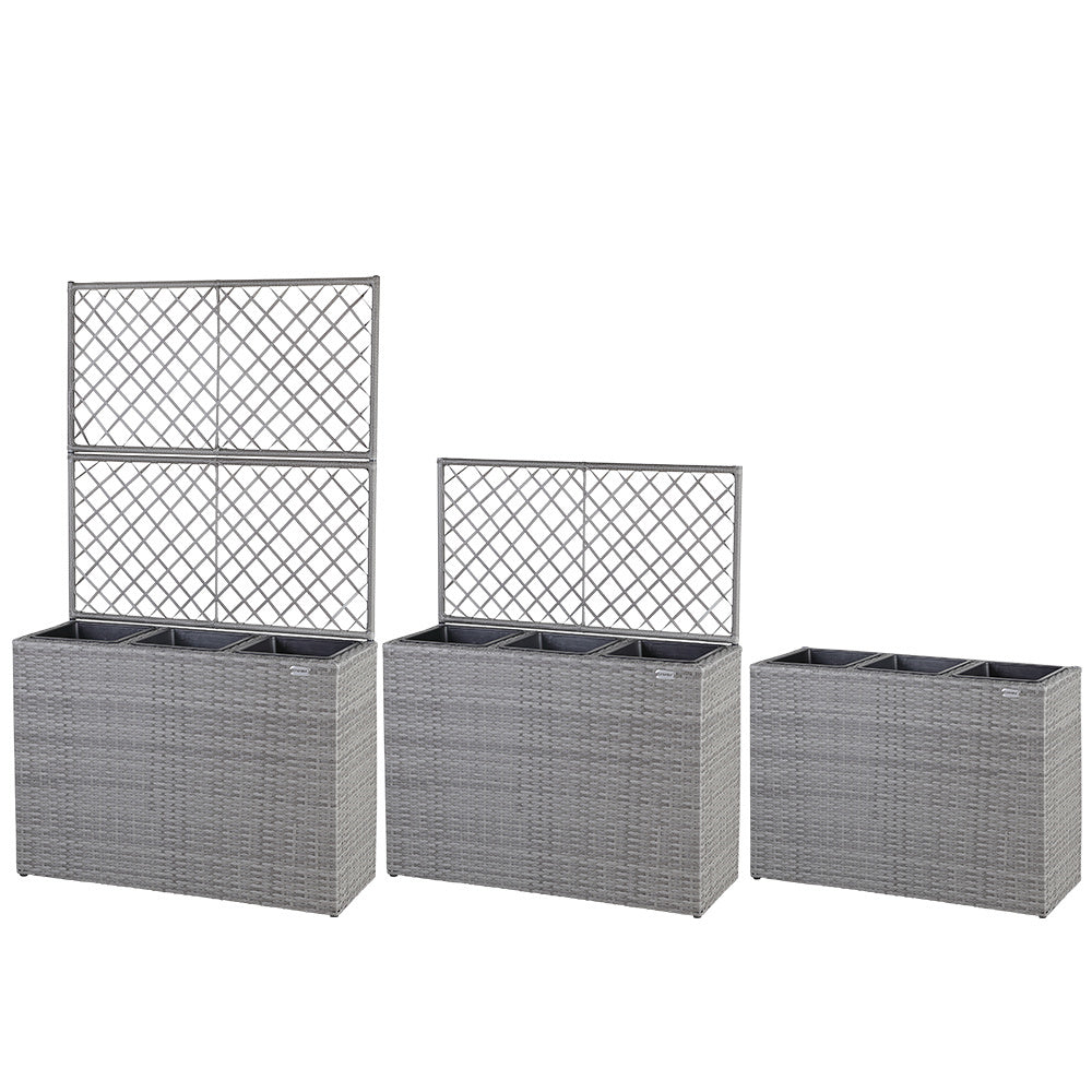 Casaria Polyrattan bloembak met hekwerk Grijs