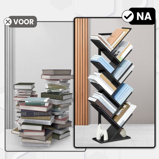 Bayt Boekenkast - Boekenrek - Boekenplank - Industrieel Hout - Zwart - 116x20x34 cm