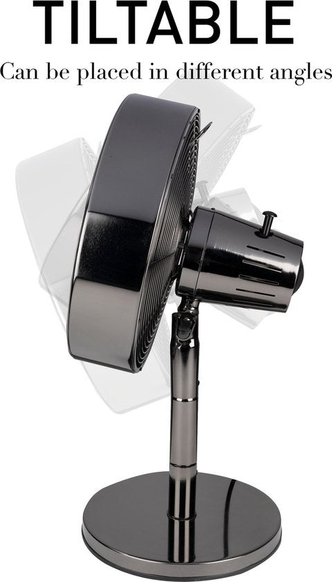 Lifetime Air Tafelventilator - 230V - Bureau Ventilator 30CM - 3 Snelheden - Oscillerende Functie - Kantelbaar - Zwart