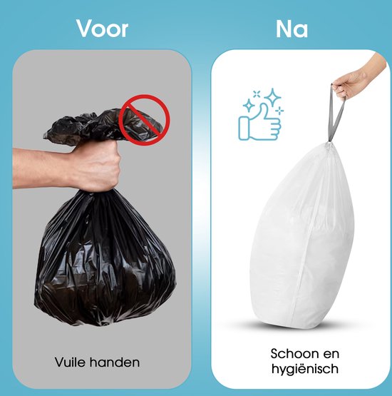 Trashure Vuilniszakken - 30 L - Geschikt voor Brabantia prullenbak Code O - 6 rollen x 20 stuks - 30 liter met trekbandsluiting