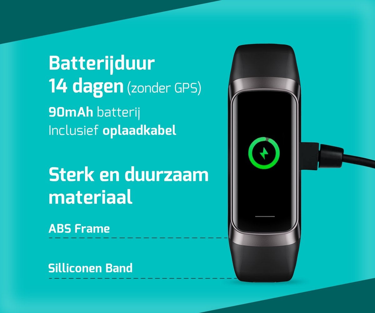 FITAGE Activity Tracker – Stappenteller - 336 Uur Batterijduur - 20-40 cm Polsomtrek – 10,1 x 8,7 x 2,4 cm – Zwart