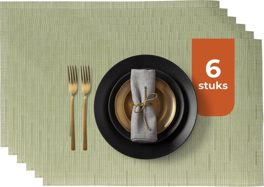 Castagnola Placemats - Placemat van Kunststof - Onderlegger - Onderzetter - Placemats Plastic en PVC - 6 Stuks - 45 x 30 cm - Groen