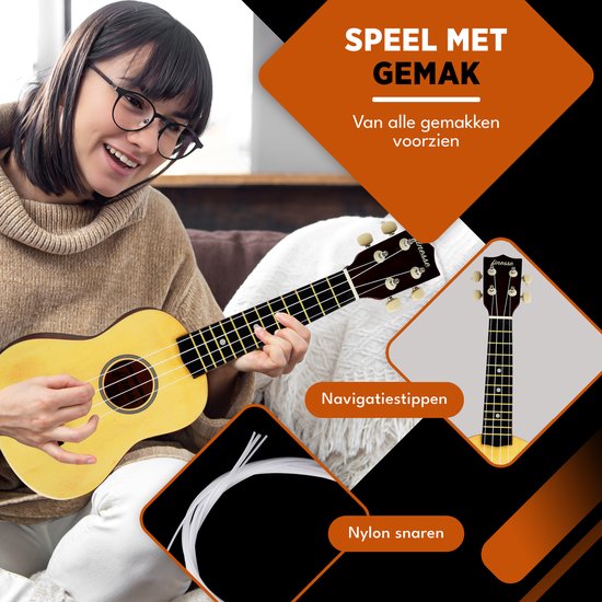 Finesse Ukelele - Starterset - 21" - Ukulele - Speelgoed Gitaar - Kind - Muziekinstrument - Houtkleurig
