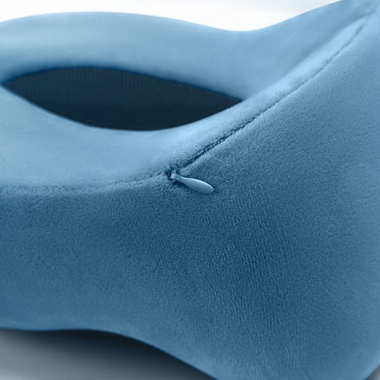 SC Reizen Essentiëlen - Nek Kussen Set 3-delig - Ergonomisch Memory Foam Reiskussen met Oogmasker en Oordoppen - Ideaal voor Vliegtuig, Auto en Trein - Compact en Luxe - Royal Blue